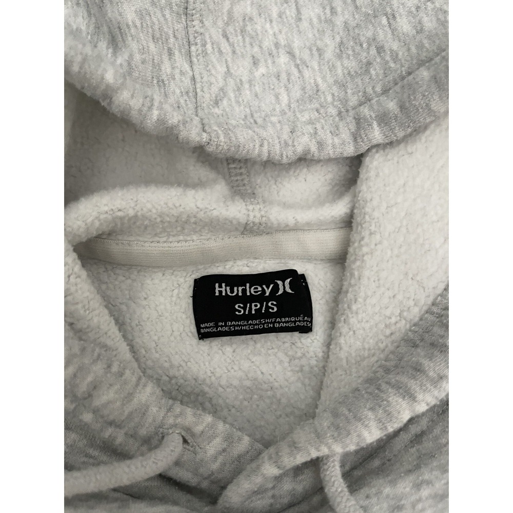 Hurley Womens Small Hoodie Sweater Gray Long Sleeve Pullover Logo Front Pocket - Picture 8 of 13
